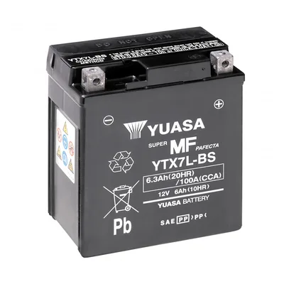 МОТО Yuasa 12V 6Ah  MF VRLA Battery AGM YTX7L-BS (сухозаряжений)