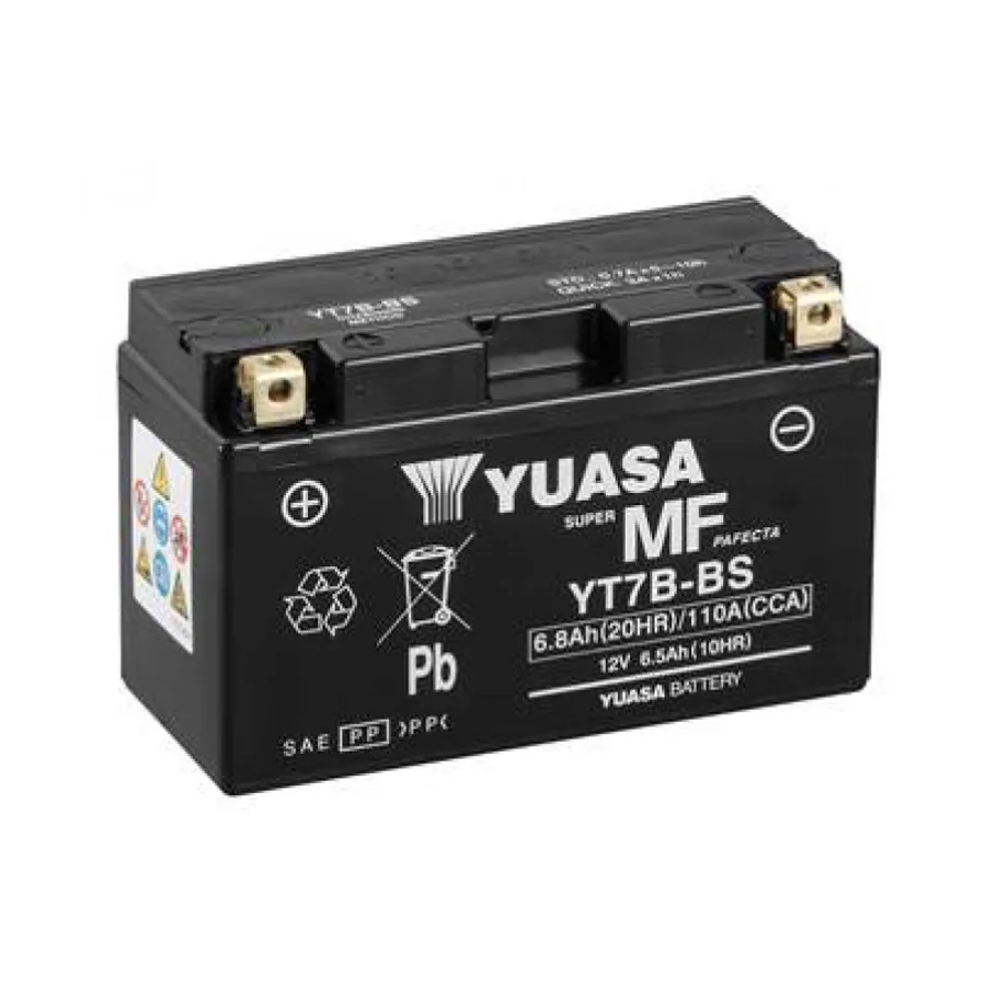 МОТО Yuasa 12V 6,5Ah MF VRLA Battery AGM YT7B-BS(сухозаряжений)
