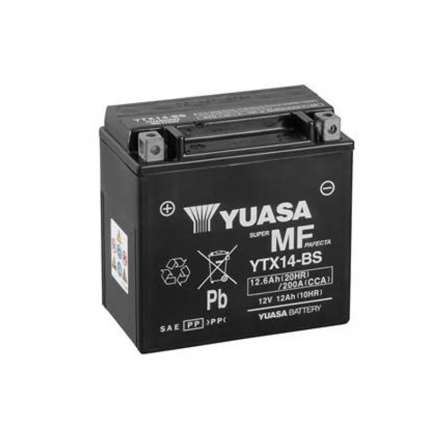 МОТО Yuasa 12V 12,6Ah MF VRLA Battery YTX14-BS(сухозаряжений)