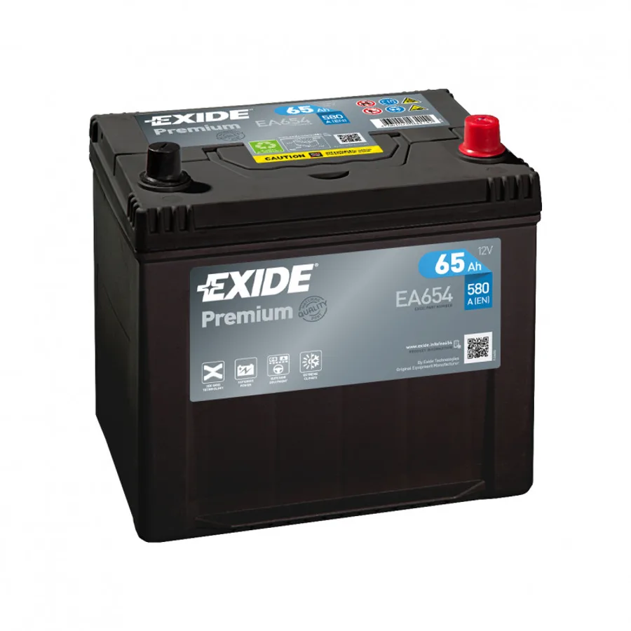 65 Ah/12V EXIDE PREMIUM JIS Euro EA654