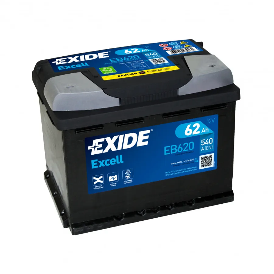 62 Ah/12V EXIDE EXCELL Euro EB620