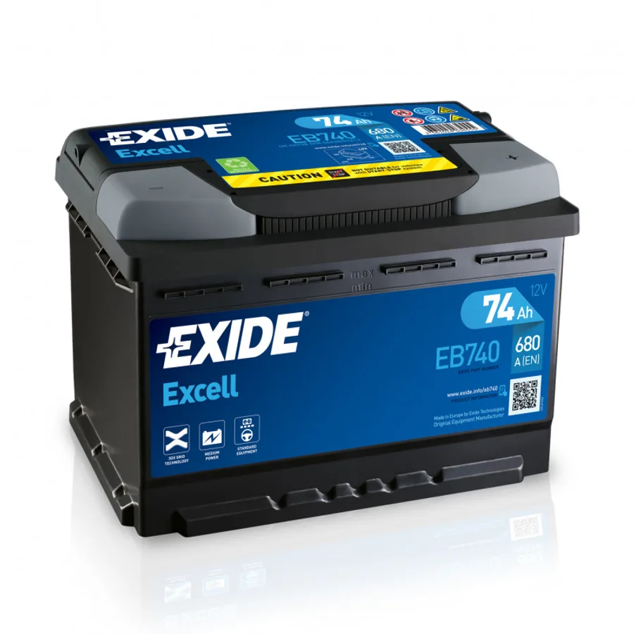 74 Ah/12V EXIDE EXCELL  Euro EB740