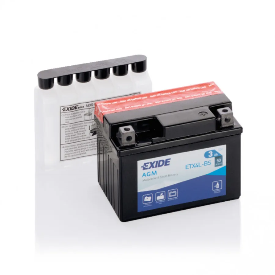 MOTO 3 Ah/12V EXIDE AGM (0) ETX4L-BS (сухозаряджений)