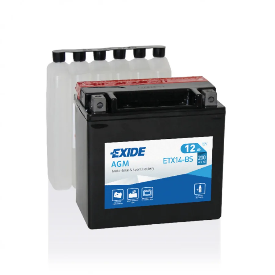 MOTO 12 Ah/12V EXIDE AGM (1) ETX14-BS (сухозаряджений)